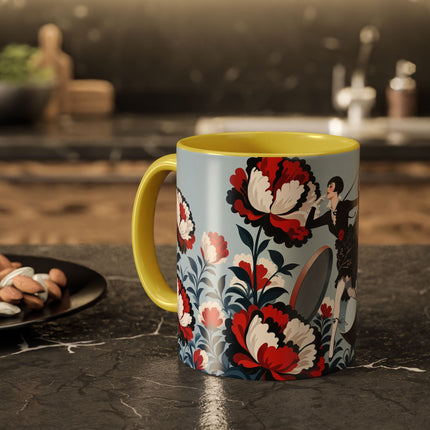 ❤️🌺 The Scarlet Blossom Dancer Colorful Mug – Art Deco Fashion Whimsy