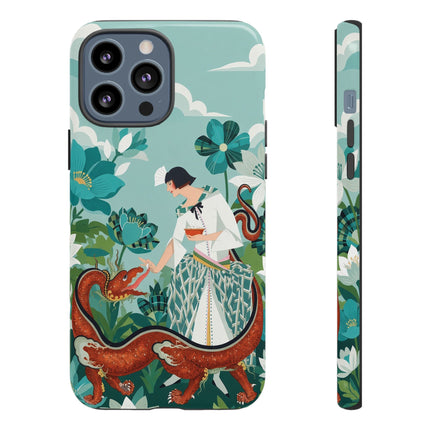 🐉🌿 The Dragon Keeper Phone Case – Art Deco Floral Fantasy