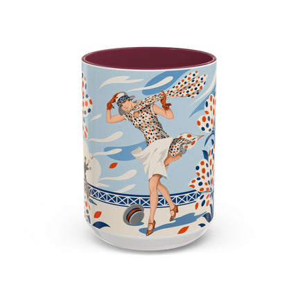 🌼🧡 The Polka Dot Wind Dancer Colorful Mug – Art Deco Fashion Whimsy
