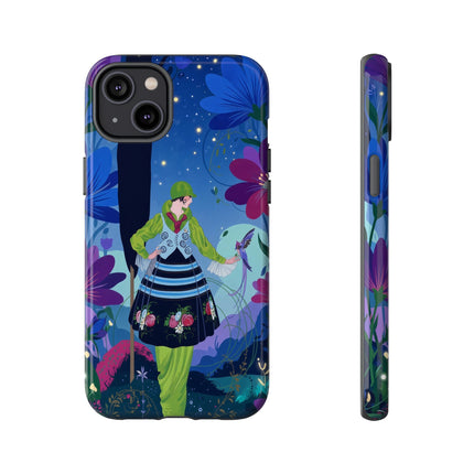 🌸🐦 The Lady Of The Midnight Bird Garden Phone Case – Art Deco Floral Fantasy
