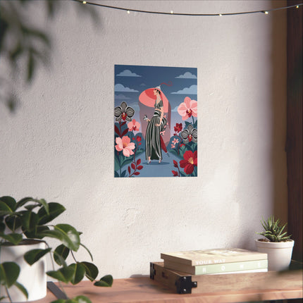 🌸🖤 The Lady Of The Striped Orchid Matte Vertical Poster – Art Deco Floral Elegance