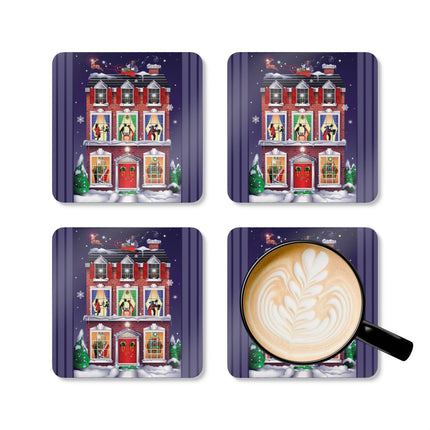 A Christmas Eve Celebration Corkwood Coaster Set
