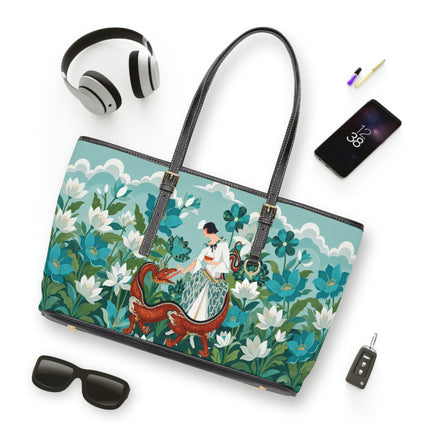 🐉🌿 The Dragon Keeper Shoulder Bag – Art Deco Floral Fantasy