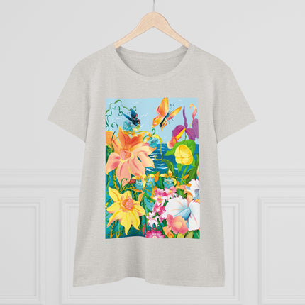 Blooming Paradise Women's Midweight Cotton Tee
