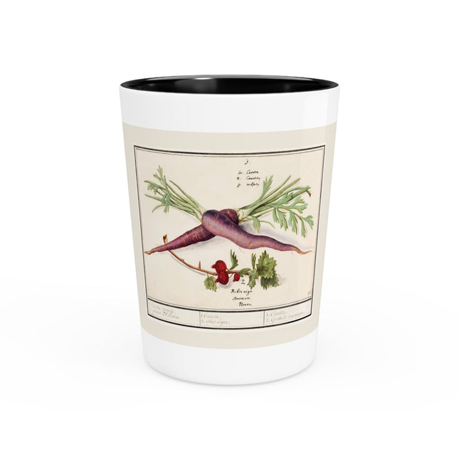 Carrot, Daucus carota and red currant, Ribes rubrum by Anselmus Boëtius de Boodt Ceramic Shot Glass