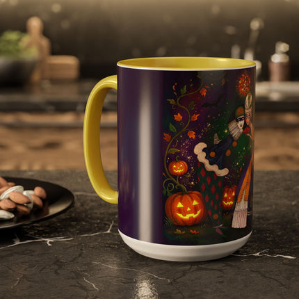 🎭🎃 The Masquerade Beneath The Pumpkin Lantern Colorful Mug – Theatrical Halloween Charm