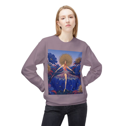 🌞🌸 The Celestial Blossom Garden Dancer Midweight Crewneck Sweatshirt – Art Deco Floral Fantasy