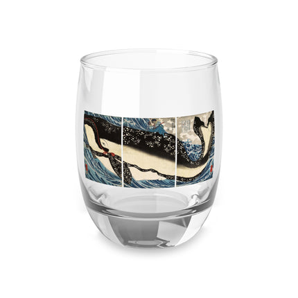 Miyamoto no Musashi Attacking the Giant Whale by Utagawa Kuniyoshi Whiskey Glass