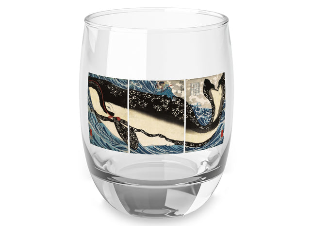 Miyamoto no Musashi Attacking the Giant Whale by Utagawa Kuniyoshi Whiskey Glass