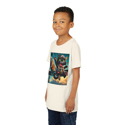 Parachuting Cat Commando Youth Short Sleeve Tee