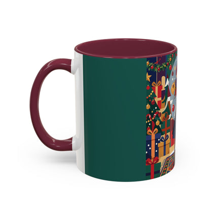 ☃️🎄 The Snowman's Christmas Companion Colorful Mug – Art Deco Holiday Fantasy