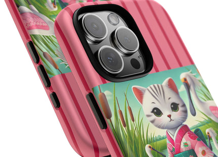 Geisha Kitten Strolls Among the Spoonbills Phone Cases