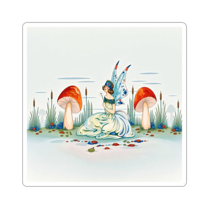 🧚🍄 The Fairy Of The Scarlet Mushrooms Kiss-Cut Stickers – Art Deco Woodland Fantasy