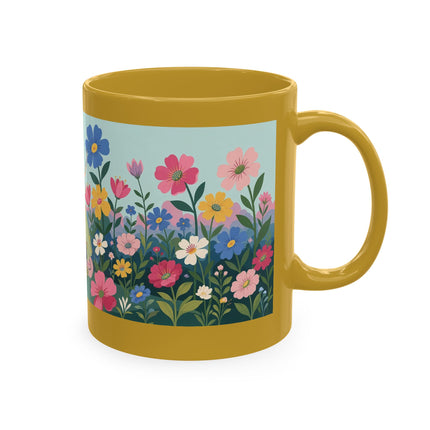 🌼🪭 The Lady Of The Grand Flower Garden Ceramic Mug – Art Deco Garden Whimsy
