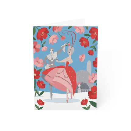 🎭🌹 The Rose Garden Masquerade Greeting Card – Art Deco Holiday Fantasy