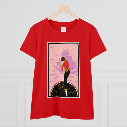 Woman Waiting for her Beloved at 1:59 by Kobayashi Kaichi Women's Midweight Cotton Tee