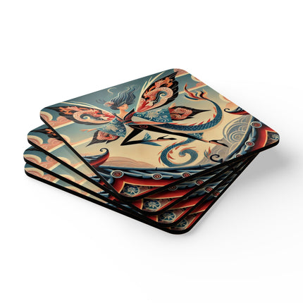 Dragon Fairy of the Temple Corkwood Coaster Set
