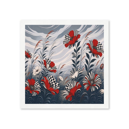 ❤️🖤 The Scarlet Harlequin Blossom Garden Napkins – Art Deco Botanical Whimsy