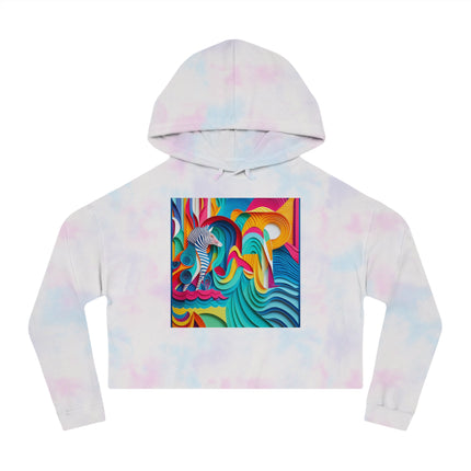 Surfing Zebra Women’s Cropped Hooded Sweatshirt