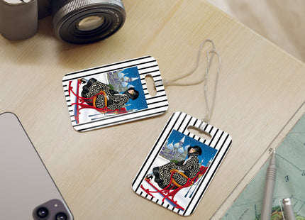 Elegant Winter Woman in Sleigh Luggage Tags