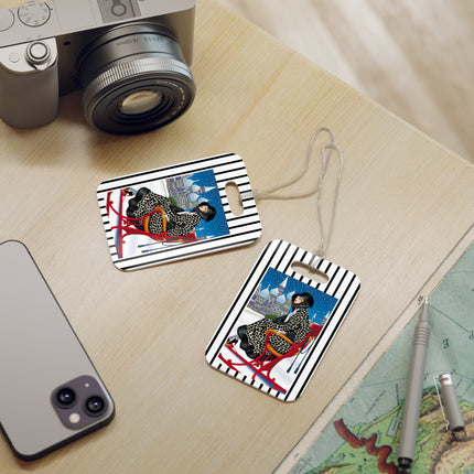 Elegant Winter Woman in Sleigh Luggage Tags