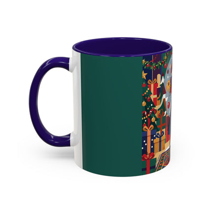 ☃️🎄 The Snowman's Christmas Companion Colorful Mug – Art Deco Holiday Fantasy