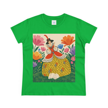 🐇🌼 The Enchanted Rabbit Garden Cotton Tee – Art Deco Floral Whimsy