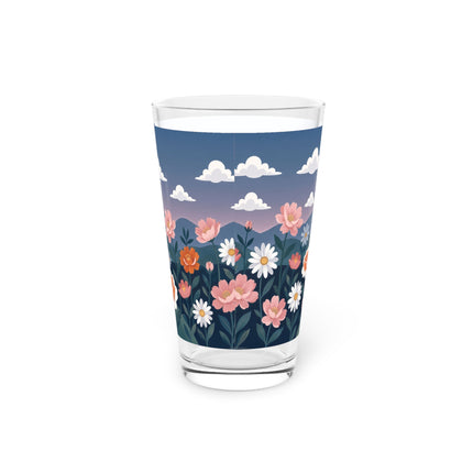 🌸🎀 The Grand Floral Promenade Pint Glass – Art Deco Fashion Fantasy