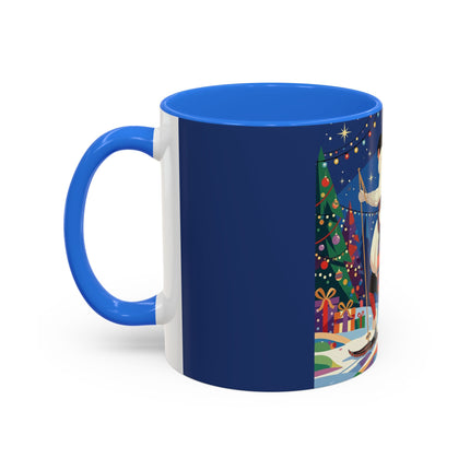 🌙🎿 The Moonlit Christmas Skier Colorful Mug – Whimsical Holiday Fantasy