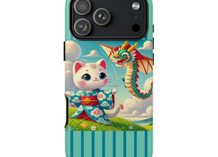 Geisha Kitten and the Dragon Kite Phone Cases