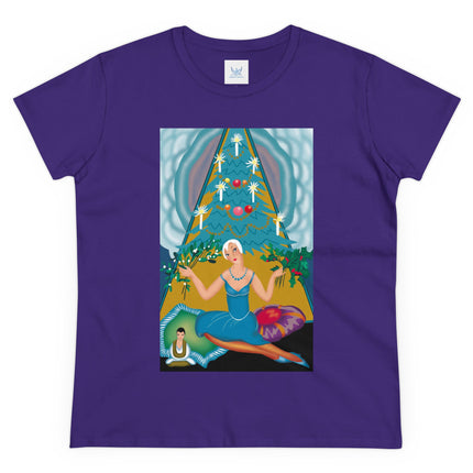 Art Deco Christmas Elegance Women's Midweight Cotton Tee