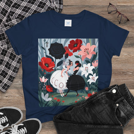🌹🖤 The Midnight Rose Garden Cotton Tee – Art Deco Floral Fashion