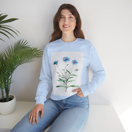 Blue Strawflower by Anselmus Boëtius de Boodt Heavy Blend™ Crewneck Sweatshirt