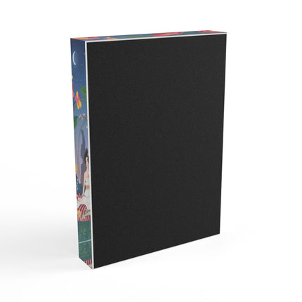 🌙🌺 The Midnight Garden Reverie Acrylic Art Block – Art Deco Botanical Whimsy