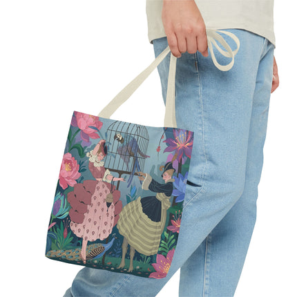 🦜🌸 The Ladies Of The Enchanted Aviary Tote Bag – Art Deco Floral Fantasy