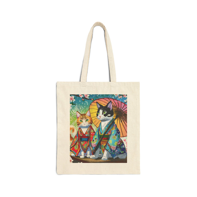 Kimono Kitties Cotton Canvas Tote Bag