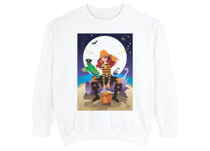 Moonlit Pirate Halloween Unisex Garment-Dyed Sweatshirt