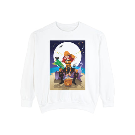 Moonlit Pirate Halloween Unisex Garment-Dyed Sweatshirt