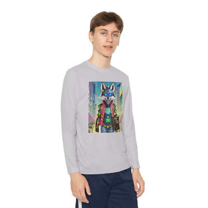 Cyber Hyena Youth Long Sleeve Competitor Tee – Neon Mischief & Futuristic Style