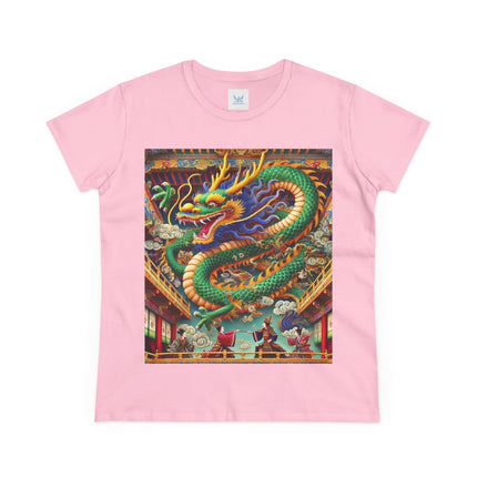 Tibetan Dragon Over Kabuki Duel Cotton Tee