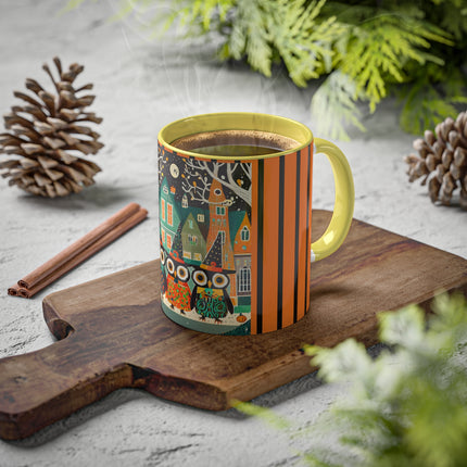 Night of the Trick-or-Treating Owlets Colorful Mugs, 11oz