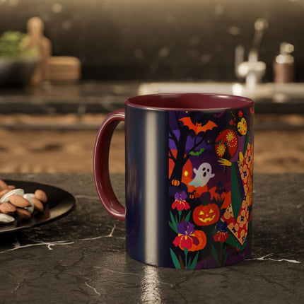 🌙🎃 The Moonlit Garden Masquerade Colorful Mug – Floral Halloween Charm