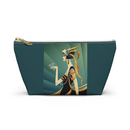 Art Deco Flapper with Bird Cosmetic Bag – Elegant Glamour & Timeless Style
