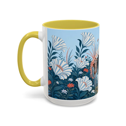 🎨💙 The Enchanted Garden Artist Colorful Mug – Art Deco Floral Whimsy