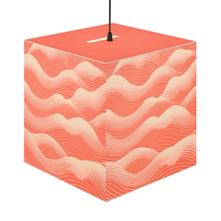Hues of Orange and Beige Wave Pattern Light Cube Lamp
