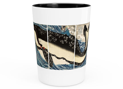 Miyamoto no Musashi Attacking the Giant Whale by Utagawa Kuniyoshi Ceramic Shot Glass
