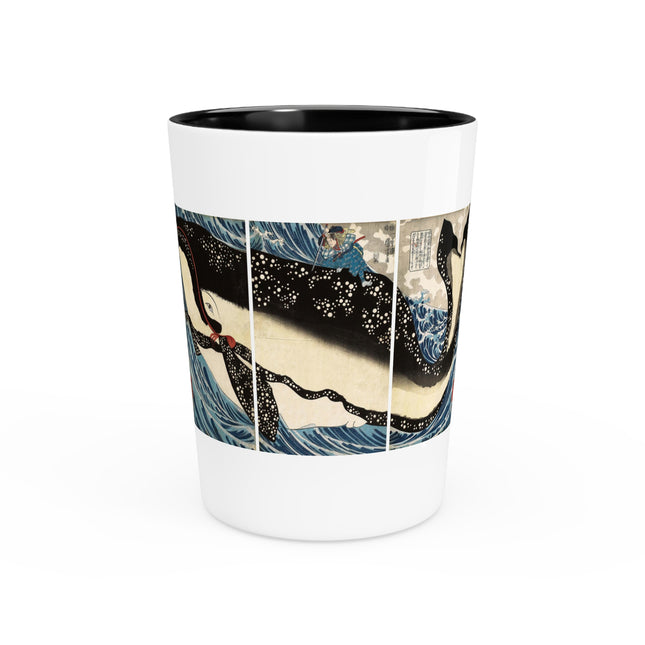 Miyamoto no Musashi Attacking the Giant Whale by Utagawa Kuniyoshi Ceramic Shot Glass