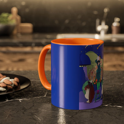Wishes Beneath the Comet Sky Colorful Mug (11oz, 15oz) – Celestial Magic, Art Deco Elegance & Dreamy Wonder