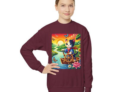 Sailor Kitten’s River Adventure Youth Crewneck Sweatshirt