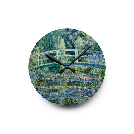 Water Lilies and Japanese Bridge by Claude Monet Acrylic Wall Clock, Round and Square